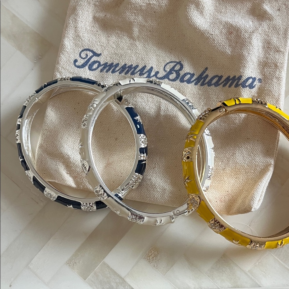New Tommy Bahama Yellow, Blue, and White Bangle Bracelets